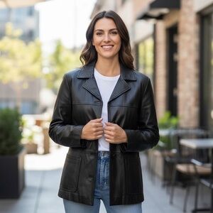 Preston & York Women’s Lambskin Leather Jacket Black Size L